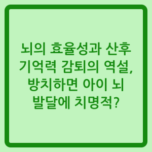 Read more about the article 뇌의 효율성과 산후 기억력 감퇴의 역설, 방치하면 아이 뇌 발달에 치명적?