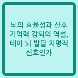 Read more about the article 뇌의 효율성과 산후 기억력 감퇴의 역설, 태아 뇌 발달 치명적 신호인가