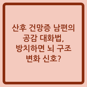 Read more about the article 산후 건망증 남편의 공감 대화법, 방치하면 뇌 구조 변화 신호?