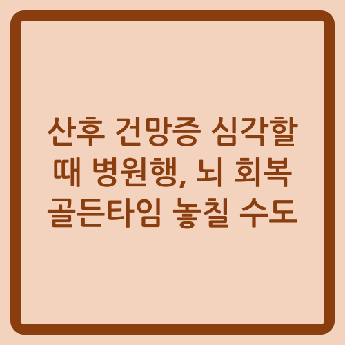 You are currently viewing 산후 건망증 심각할 때 병원행, 뇌 회복 골든타임 놓칠 수도