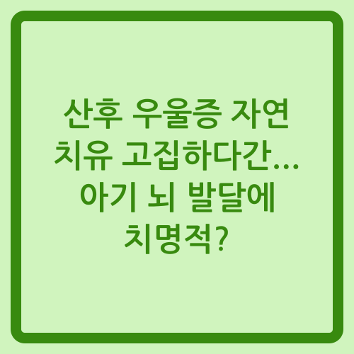 You are currently viewing 산후 우울증 자연 치유 고집하다간… 아기 뇌 발달에 치명적?