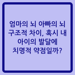 Read more about the article 엄마의 뇌 아빠의 뇌 구조적 차이, 혹시 내 아이의 발달에 치명적 약점일까?