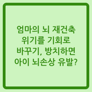 Read more about the article 엄마의 뇌 재건축 위기를 기회로 바꾸기, 방치하면 아이 뇌손상 유발?