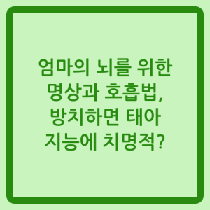 Read more about the article 엄마의 뇌를 위한 명상과 호흡법, 방치하면 태아 지능에 치명적?