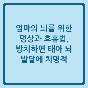 Read more about the article 엄마의 뇌를 위한 명상과 호흡법, 방치하면 태아 뇌 발달에 치명적