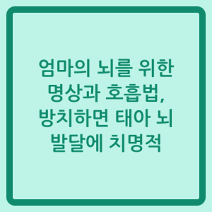 Read more about the article 엄마의 뇌를 위한 명상과 호흡법, 방치하면 태아 뇌 발달에 치명적