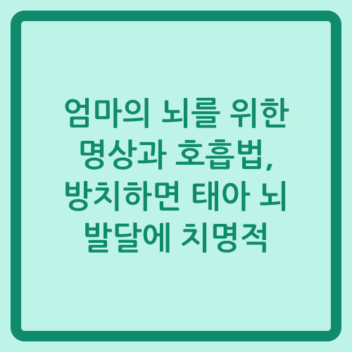 You are currently viewing 엄마의 뇌를 위한 명상과 호흡법, 방치하면 태아 뇌 발달에 치명적