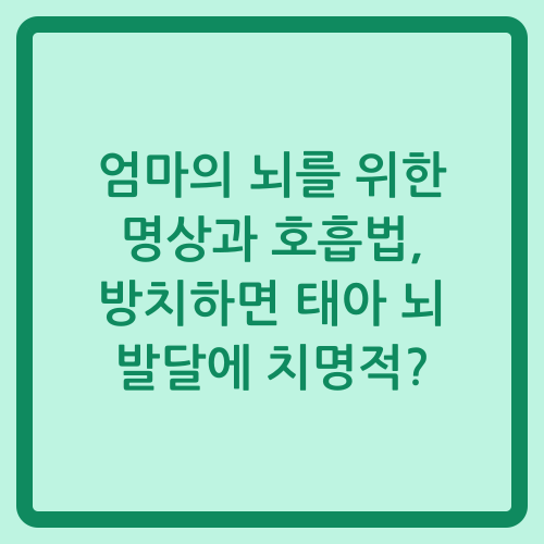 You are currently viewing 엄마의 뇌를 위한 명상과 호흡법, 방치하면 태아 뇌 발달에 치명적?