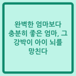 Read more about the article 완벽한 엄마보다 충분히 좋은 엄마, 그 강박이 아이 뇌를 망친다