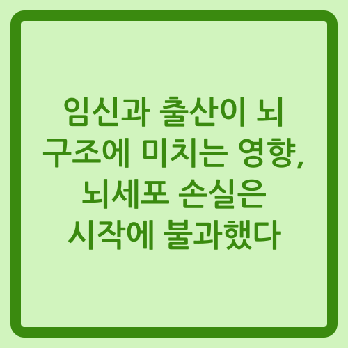 You are currently viewing 임신과 출산이 뇌 구조에 미치는 영향, 뇌세포 손실은 시작에 불과했다