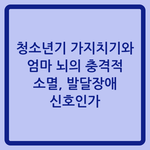 You are currently viewing 청소년기 가지치기와 엄마 뇌의 충격적 소멸, 발달장애 신호인가